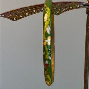 Cloisonné Green Floral Bangle Bracelet